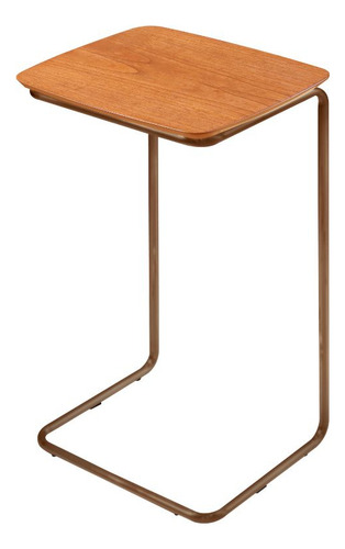 Mesa Ultraflex Lateral Aproximação Sofá Castanho Base Café Cor Tampo Castanho Base Café