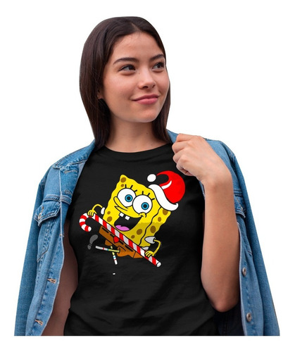 Playera Dama Navidad P/regalo Nickelodeon Bob Esponja Nvd