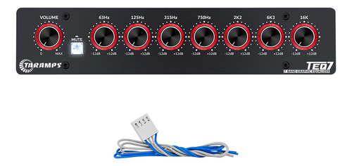 Ecualizador gráfico Taramps Teq 7, 7 bandas, sonido estéreo Teq7, color rojo