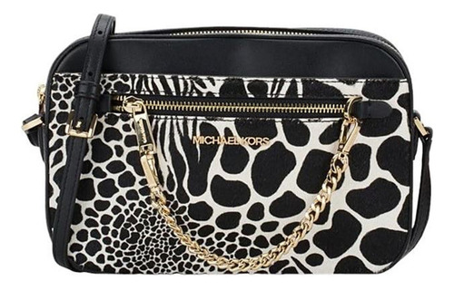 Bolsa Mujer Crossbody Michael Kors Original Jet Set Vainilla Acabado de los herrajes Dorado Color Blanco y negro Color de la correa de hombro Dorado Diseño de la tela Monograma