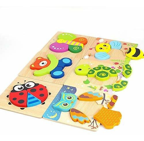 Rompecabezas De Madera Con Tematica De Animales Multicolor