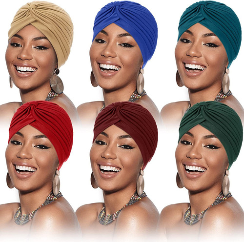 6 Piezas De Turbantes Elásticos Para La Cabeza Para Mujeres