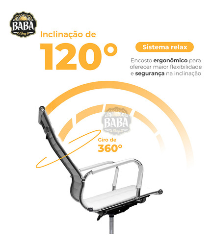 Conjunto 2 CadeiraS De Escritório Presidente Executiva Alta Com Dupla Camada De Couro Sintético Giratoria Branca - Baba Shop