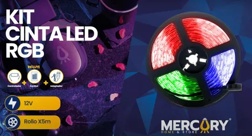 Cinta Led Mercury Rgb 5050 / 5m Con Adaptador + Control