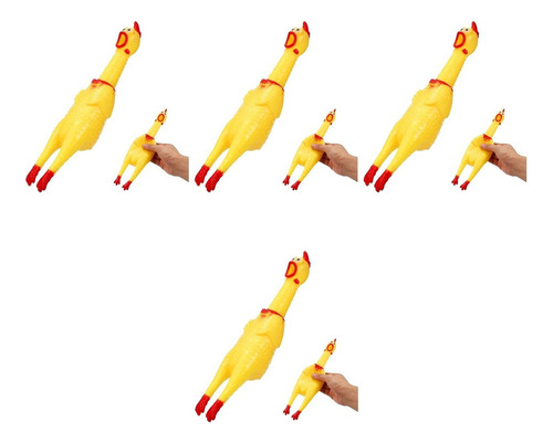 Juego De 4 Gallinas De Goma Para Perro Squeaky Screaming