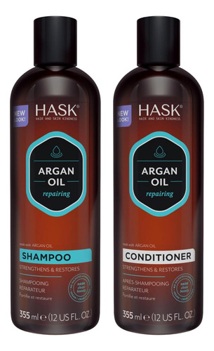 Conjunto De Shampoo Reparador + Condicionador Hask Argan Oil