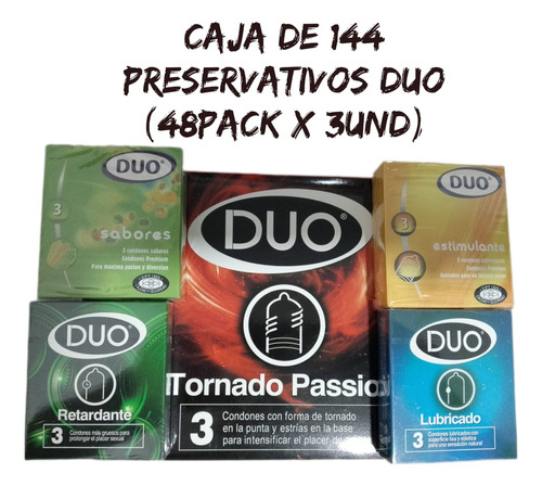 144 Condones Preservativos Duo - Unidad a $722