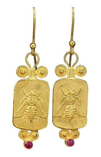 Caprixus 925 Silver Honey Earring 24k Gold Vermeil Dangle Ea