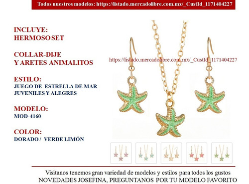 Set 4160) Joyería Conjunto Dije Aretes Estrella Dorado Lila