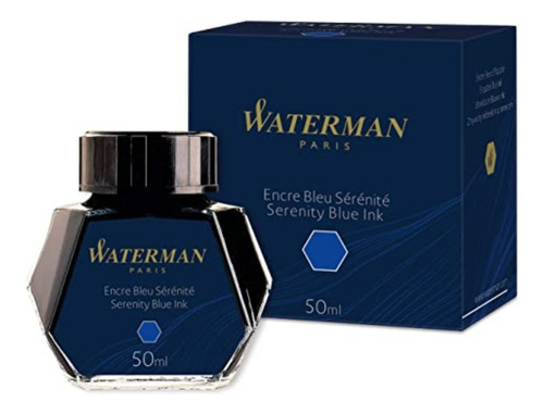 Frasco Tinta Waterman Para Lapicera Fuente Pluma Negro Azul