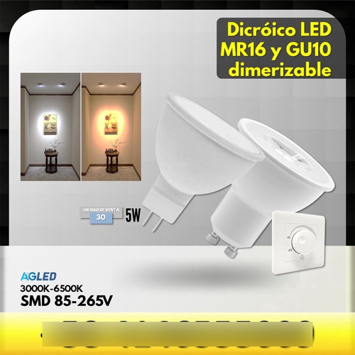 Dicroico Led Smd Dimerizable 5w Mr16 6500k 85-265v