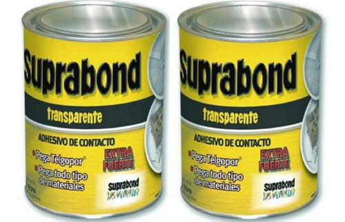 2 Latas Adhesivo De Contacto Transp De 1 Litro C/u Suprabond