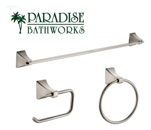 Set 3pzs Accesorio P Baño Acero Inox Toallero Pportapapel