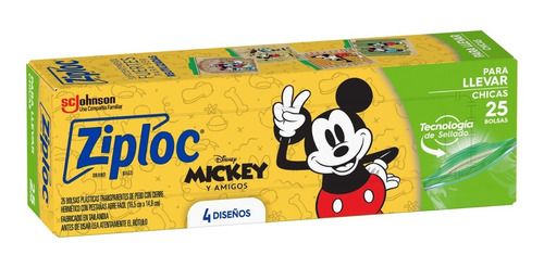 Imagen 1 de 1 de Bolsas Herméticas Ziploc Disney Mickey Para Llevar 25un