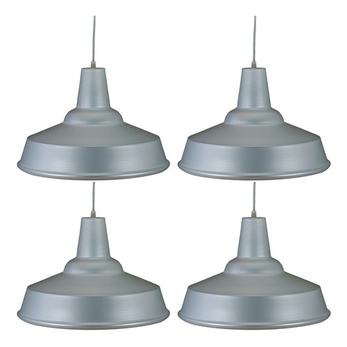 Pack X 4 Lampara Colgante Galponera Campana Industrial Ø40cm