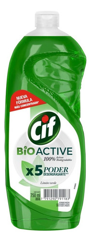 Detergente Cif Active Gel Limón Verde concentrado limón en botella 750 ml