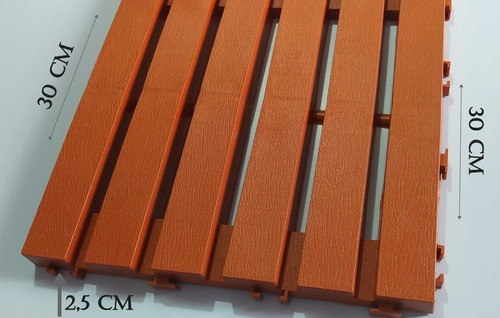 Kit 17 Deck Madeira Plástico Encaixe Modular Varanda Marrom-claro
