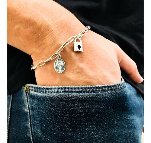 Pulseira Cadeia Consagração Nossa Senhora Das Graças Inox