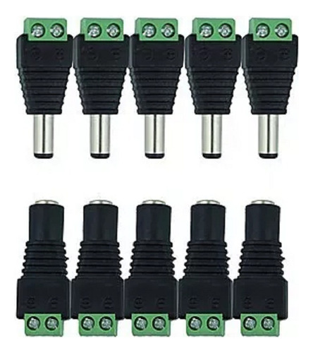 Pack X5 Par Conector Dc Hembra Y Macho De Poder Cámaras