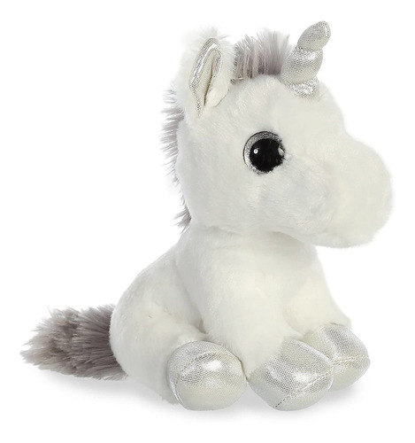 Imagen 3 de 10 de Peluche Unicornio Plateado Aurora Super Suave Felpa Juguete