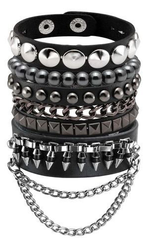 Pulseras De Cuero Punk Para Hombres Y Mujeres 80s Retro Hema