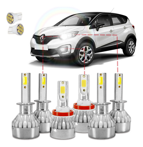 Kit Ultra Led Renault Captur 2017/2020 20000 Lúmens 6500k