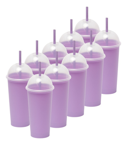 30 Vasos Reusables Saturn 20 Oz Con Tapa Domo Tipo Bolo Color Morado Pastel