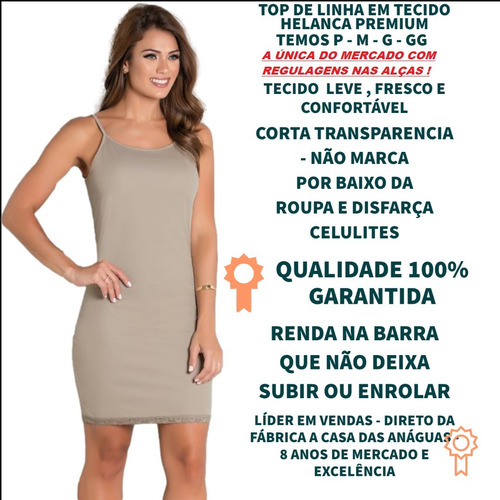 Anagua Uso Debaixo Vestido Combinete Combinação Semi Vestido