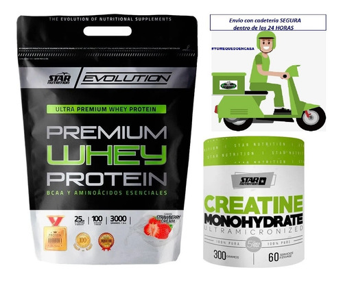 Premium Whey Protein Star Nutrition 3kg + Creatina 300 Grs