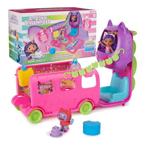 Gabby's Dollhouse Celebration Party Bus Playset Con Figuras 