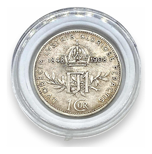 Hermosa Moneda Plata 1908 Austria Imperial 1 Corona 60 Aniv
