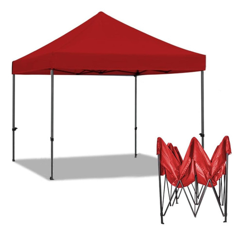 Carpa Toldo Cuory Cuorpi2 Reforzado 3x3 Metros Sin Pared Color Rojo Para Cubrirte Del Sol