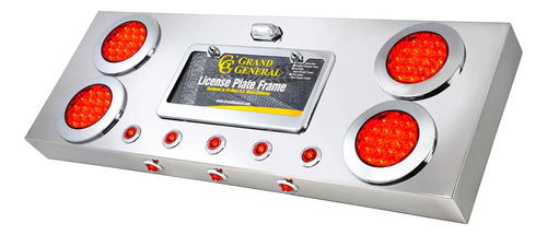 Panel Luz Trasera Acero Inoxidable Led Rojo 4 1  Placa