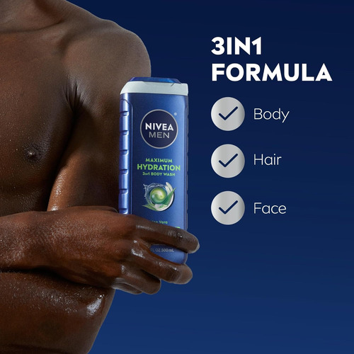 3 Jabón Líquido Nivea Men 3 En 1 Maximum Hydration 500ml