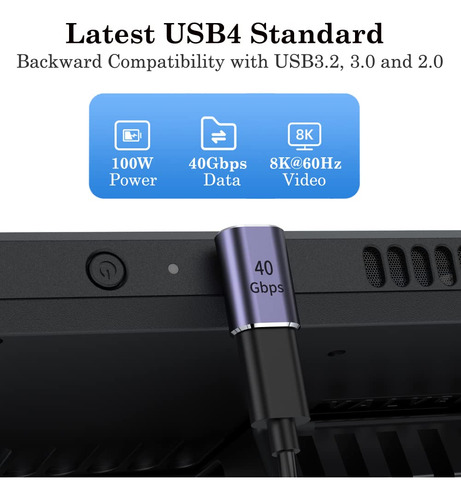 Adaptador Auvipal Usb C Macho A Hembra En Ángulo Recto De 90