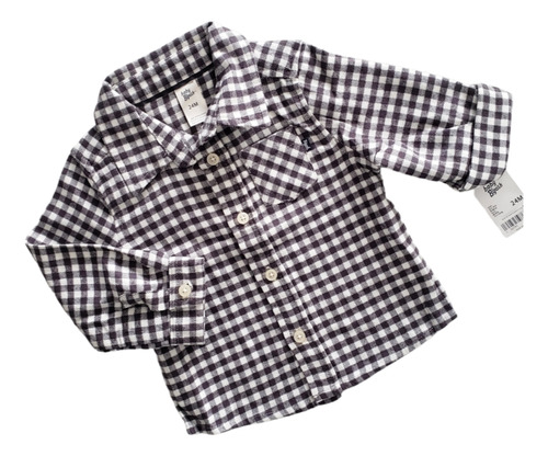 Camisa Manga Larga Bebe Oshkosh Franela Cuadros 24 M