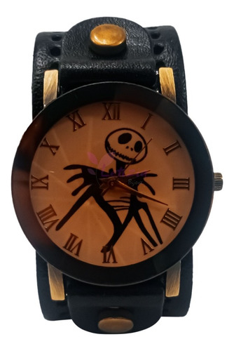 Reloj Pulsera Jack Skellington Traje Análogo Vinipiel Cafe 