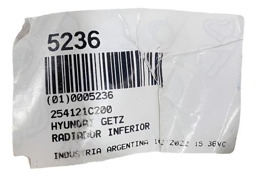 Manguera De Radiador Inferior Hyundai Getz 1.3 1.6 16v