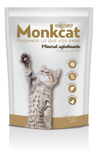 Imagen 1 de 3 de Arena Aglutinante Bentonita Gatos Animal Pet 4kg Monkcat