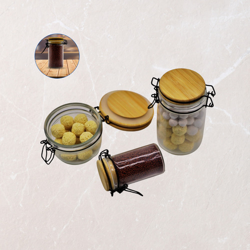 Kit 3 Pote Hermético De Vidro Tampa De Bambu Com Trava Inox