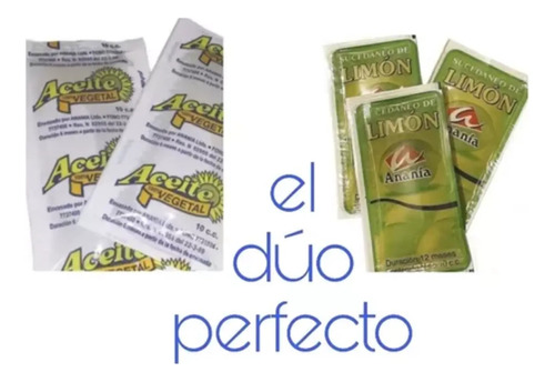 Aceite Y Limon Sachet Mix 2   Caja De 50 Limon Y 50 Aceite