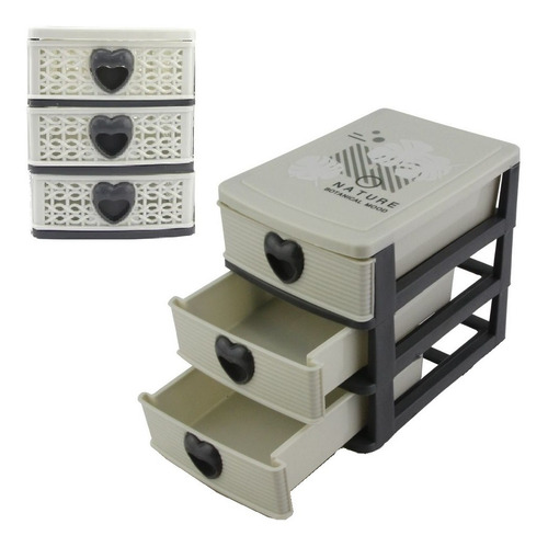 Imagem 1 de 4 de Organizador Gaveteiro Mini C/ 3 Gavetas De Plástico