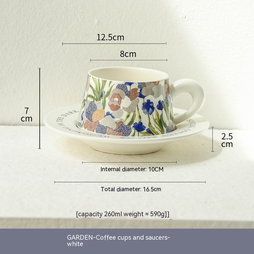 Set De Café Garden, Color Blanco, 260 Ml, Estilo Retro, Acua