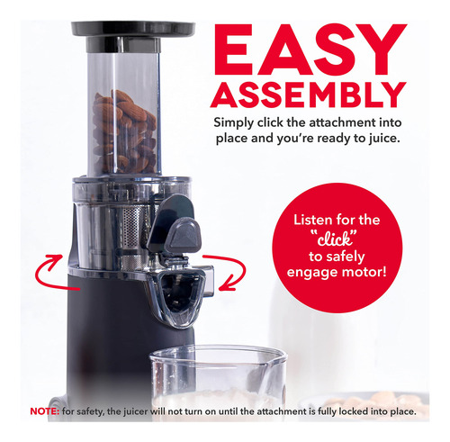 Juicer Dash Deluxe Compact Masticating Slow Con Frozen Black