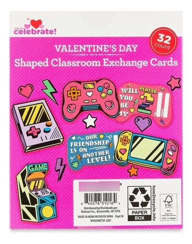 Tarjetas De Intercambio Para San Valentín Videojuegos 32 Pzs