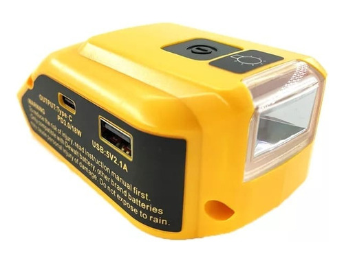 Adaptador Baterías Dewalt Usb + Tipo C +  Led 3 Niveles