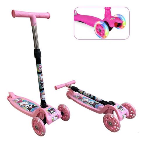 Scooter Patín De Diablo Hello Kitty Ajustable Plegable Luz