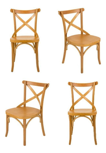 Conjunto 4 Cadeiras De Madeira Maciça Tauarí X Texas Chwt