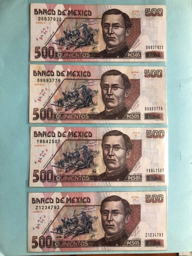 Billete Ignacio Zaragoza 500 Pesos Caballos Azules Mexico Xf