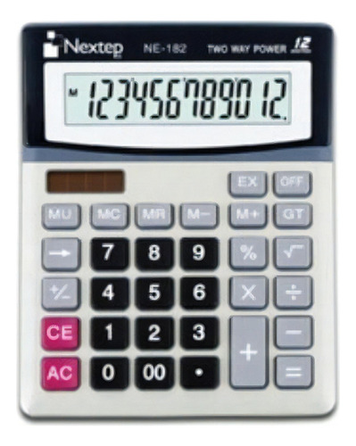 Calculadora Nextep 12 Dígitos Escritorio Batería Solar /vc Color Gris